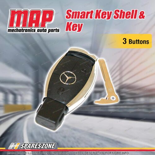 MAP 3 Button Remote Control Smart Key Shell & Key Replacement for Mercedes Benz