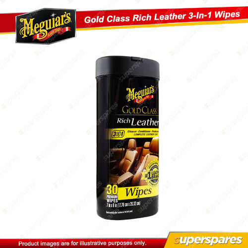 Meguiar's Gold Class Rich Leather 3-In-1 Wipes 30 Wipes - Rich Moisturisers