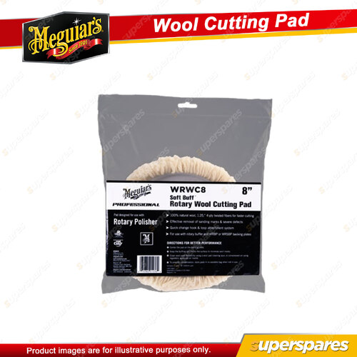 Meguiar's Soft Buff Rotary Wool Cutting Pad 8 Inch - 100% Natural Wool