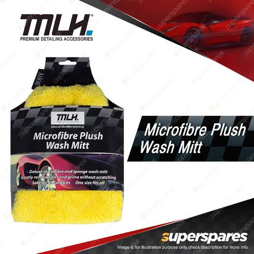 MLH Microfibre Plush Wash Sponge Mitt with Elastic Cuff To Fit Hand