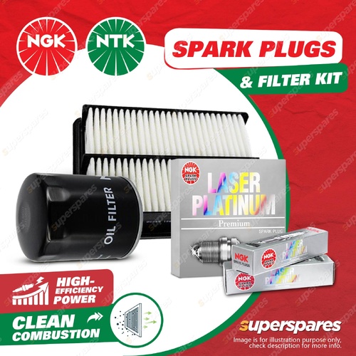 NGK Platinum Spark Plugs+NTK Air Oil Filter for Subaru Outback BP B13 3.0L 03-09