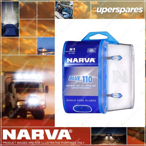 Narva H1 12V 55W Blue 90 Sapphire PLUS 50 Halogen Headlight Globes Pack 2