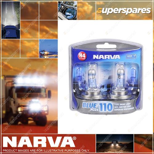 Narva H4 Performance Halogen Headlight Globes 12V 60/55W Blue Plus 90 P43T 1D H4