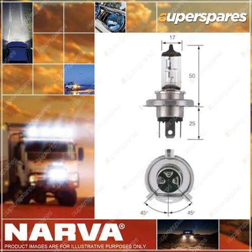 Narva H4 Halogen Globe 12 Volt 60/55W P43T Long Life 48889Bl Premium Quality