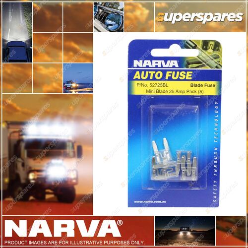 Narva Mini Blade Fuse 25 Amp 52725Bl BLister Type Pack Premium Quality