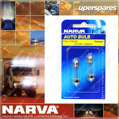 Narva Festoon Globe 12 Volt 5W 11 X 36mm Sv8-5.8 T-11mm - Blister Pack Of 2