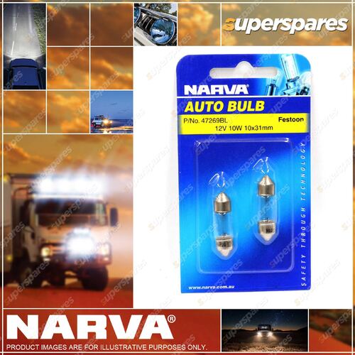 Narva Festoon Globe 12 Volt 10W 10 X 31mm T-10mm 47269Bl - Blister Pack Of 2