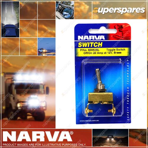 Narva Brass Off / On Toggle Switch - Marine 20 Amp at 12V Blister Pack