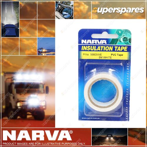 Narva Pvc Insulation Tape Length 5M Thickness 0.11mm Width 19mm White 56805We