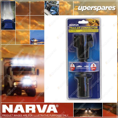 Narva 7 Pin Large Round Socket On Car To 5 Pin Lrg Round Plug On Trailer 82255Bl