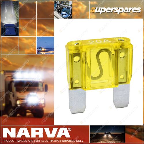 Narva Brand 20 Amps Maxi Blade Type Fuses with Yellow Color Box of 10