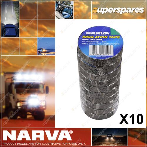 Narva Width 19mm PVC Insulation Tape Black 10 Rolls Thickness 0.20mm