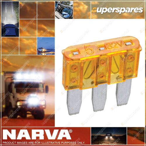 Narva 5 Amp Orange Color Micro 3 Blade Fuse Blister 5 Part NO. of 51205BL