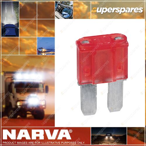 Narva 10 Amp Red Color Micro 2 Blade Fuse Blister Pack Of 5 Part NO. of 52410BL