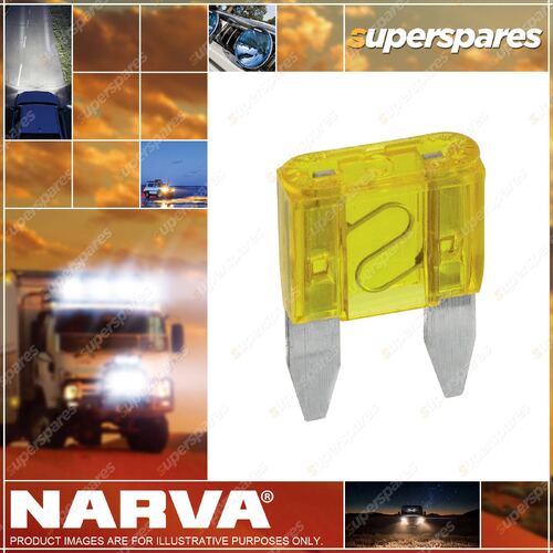 Narva 20 Amp Yellow Color Mini Blade Fuse Box Of 50 Part NO.of 52720