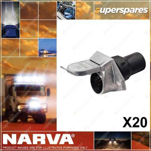 Narva 7 Pin Heavy-Duty Round Metal Trailer Socket With Rubber Boot 20 Pack