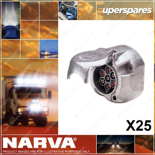 Narva Brand 7 Pin Large Round Metal Trailer Socket Bulk Pack Of 25