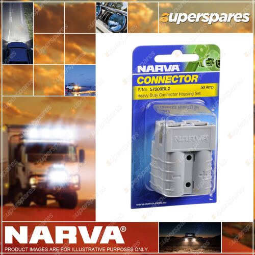 Narva HD 50 Amp Connector Housing Grey W/ Copper Terminals Blister of 2