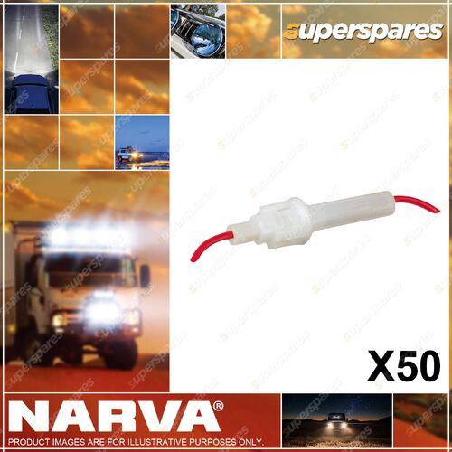 Narva In-Line Glass Fuse Holder To Suit 10 Amp Fuse Box Of 50 54380-50