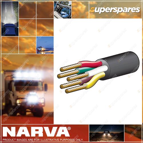 Narva 5A 2.5mm 5 Cores Trailer Cable 10M Red Green Yellow White Brown