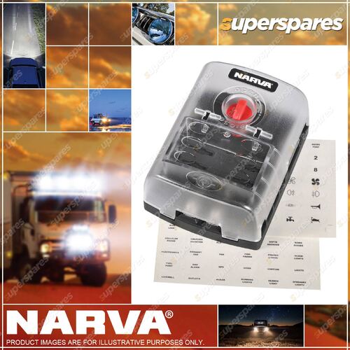 Narva 6-Way STD Ats Blade Fuse Or Plug-In Type Circuit Breaker Block Blister 1