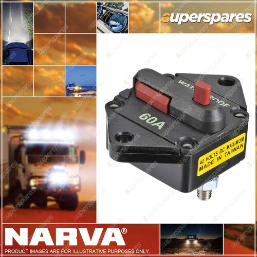 Narva 12 - 42V 60 Amp Circuit Breaker High Amp Manual Reset Box of 1