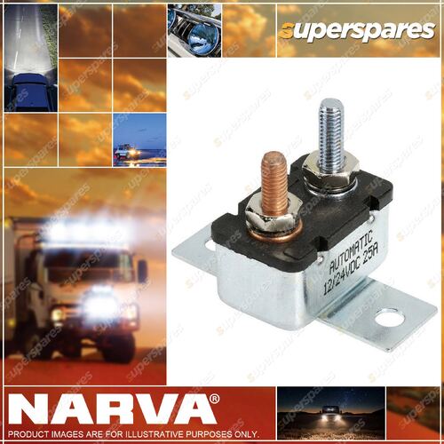 Narva 25 Amp Metal Automatic Resetting Circuit Breaker with 90 Deg Bracket Box 1