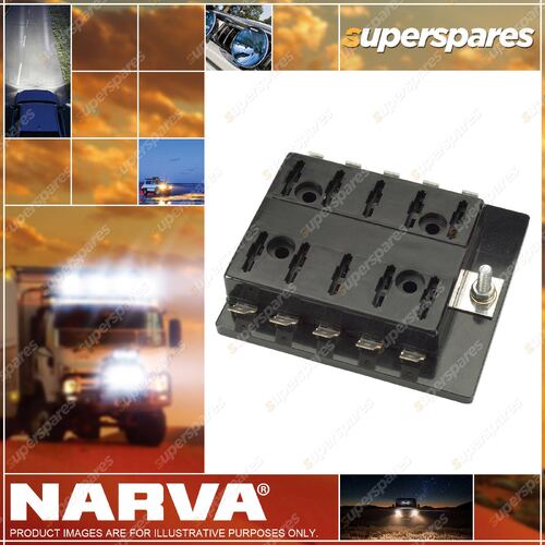 Narva 10-Way Standard Ats Blade Fuse Or Plug-In Type Circuit Breaker Block