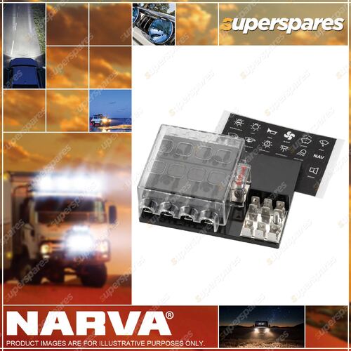 Narva 8-Way STD ATS Blade Fuse Block with Single Grounding & Power-In Terminals