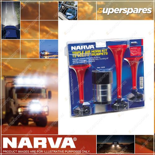 Narva 12 Volt Triple Air Horn Kit Comprisesing High Medium Low dual air horns