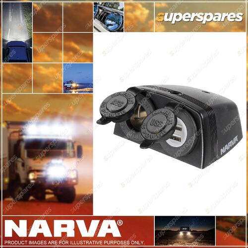 Narva Heavy Duty Surface Mount Accessory Dual Usb Sockets Blister Pack