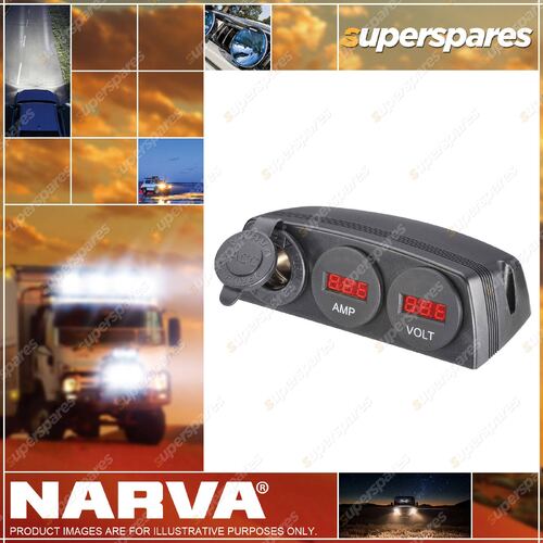 Narva HD Surface Mount Accessory Socket & 12/24V Dc Led Amp/Volt Meter