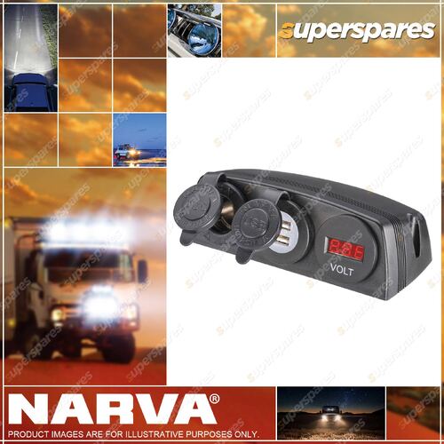 Narva HD Surface Mount Accessory/Dual Usb Sockets & 12/24V Dc Led Volt Meter