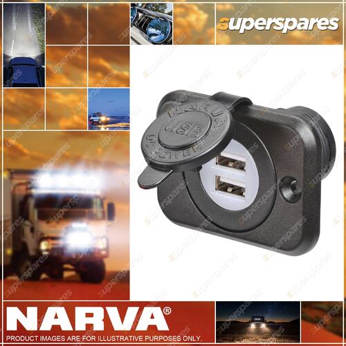 Narva Heavy-Duty L.E.D Illuminated Dual Usb Socket Blister Pack Of 1