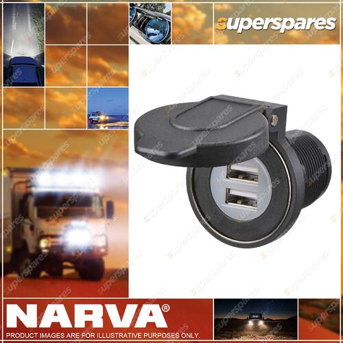 Narva Heavy-Duty Dual Usb Socket With Magnetic Dust Cover Blister Pack Of 1