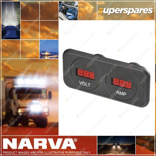 Narva Heavy Duty 12 / 24 Volt Dc LED Volt And Amp Meters Blister Pack