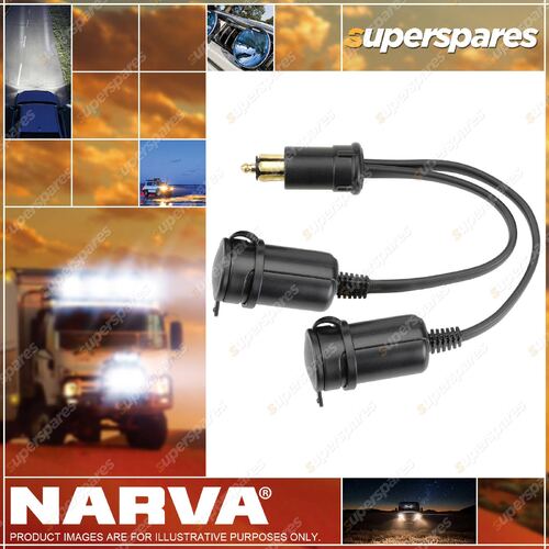 Narva Heavy Duty Adaptor Merit Plug To Twin Accessory Sockets Blister Pack