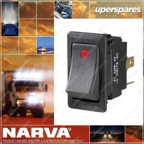 Narva 12V Illuminated Off/On Heavy Duty Rocker Switch Red Color Blister Pack