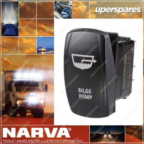 Narva 12/24V Off/On LED Illuminated Sealed Rocker Switch With Bilge Pump Symbol