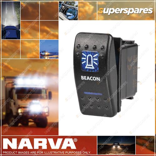 Narva 12V Illuminated Off/On Sealed Rocker Switch With Beacon Symbol Blue