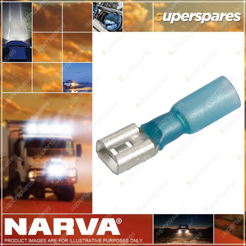 Narva 6.3 X 0.8mm Adhesive Lined Female Blade Terminal Blue Blister Pack Of 20