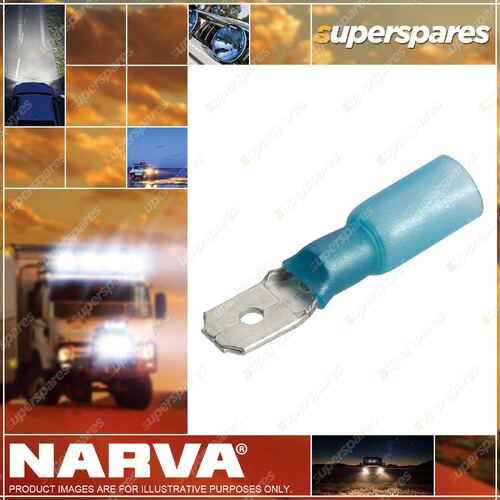 Narva 6.3 X 0.8mm Adhesive Lined Male Blade Terminal Blue Blister Pack Of 20