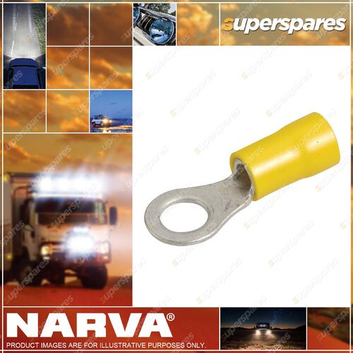 Narva 100pcs 6.3mm Yellow Ring terminal flared vinyl & insulated 56188