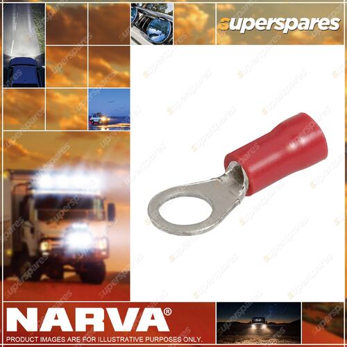 Narva 5.0mm Ring Terminal Red Color 25 Pack Blister Pack Wire size 2.5-3mm