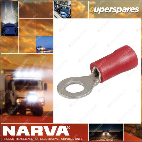 Narva 100pcs 4.3mm Red Ring Terminal with flared vinyl & insulated