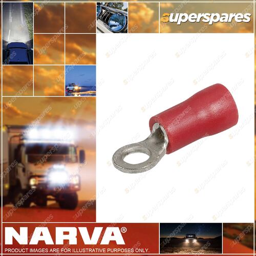 Narva 3.0mm Ring Terminal Red Color 25 Pack Blister Pack Wire size 2.5-3mm