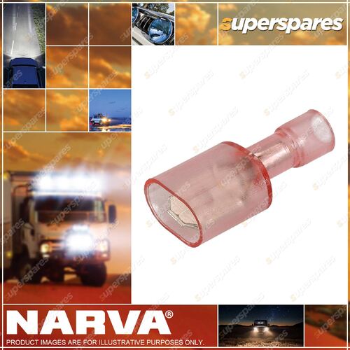 Narva Fully Insulated - 6.3 X 0.8mm Male Blade Terminal - Red Color 50 Pack