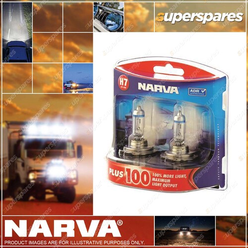 Narva 12V H7 55W Plus 100 Halogen Headlight Globes Blister Pack Of 2