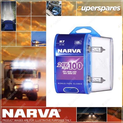 Narva H7 24 Volt 70W Plus 100 Long Life Headlight Globes Bl2 Blister Pack of 2