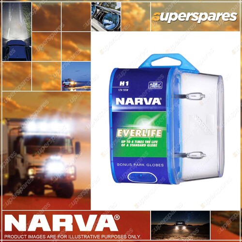 Narva H1 12 Volt 55W Everlife Halogen Headlight Globes Bl2 Blister Pack of 2